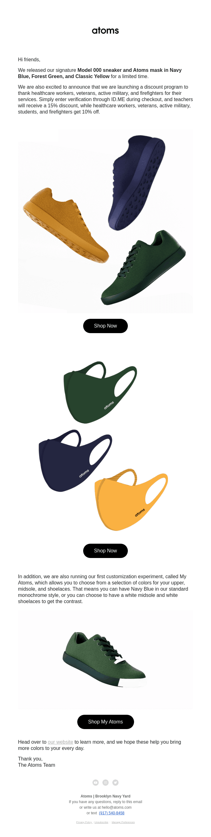 Celebrate the Season With Three New Atoms Mask and Shoe Colors