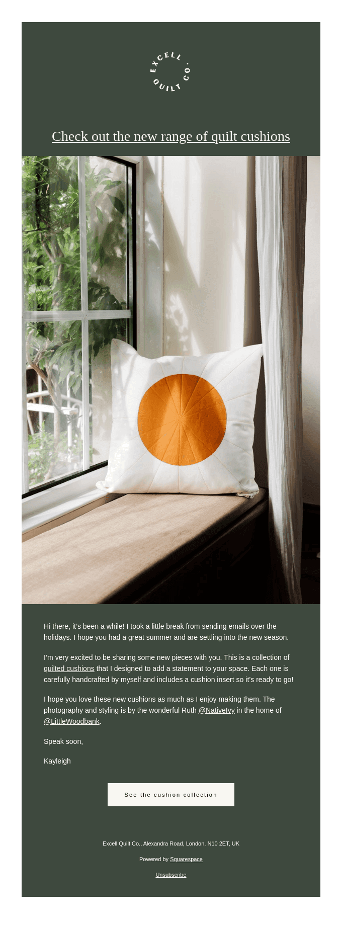 Check out the new range of quilt cushions ☀️