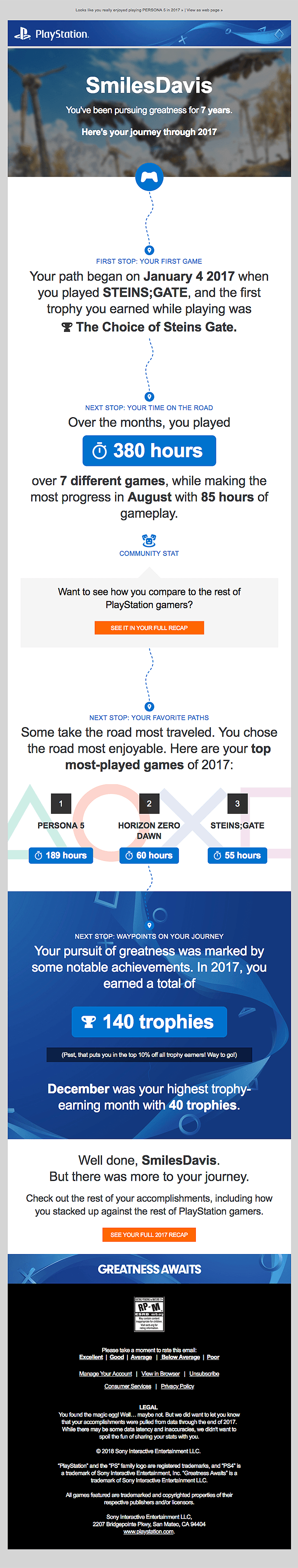 Check out your 2017 Year in Review with PlayStation