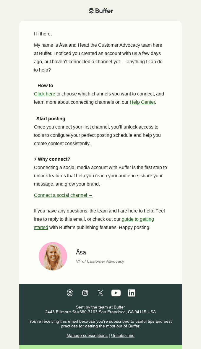 Checking in: Do you need help connecting a channel?