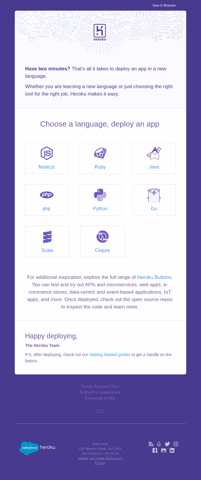 Choose a language, deploy an app in minutes