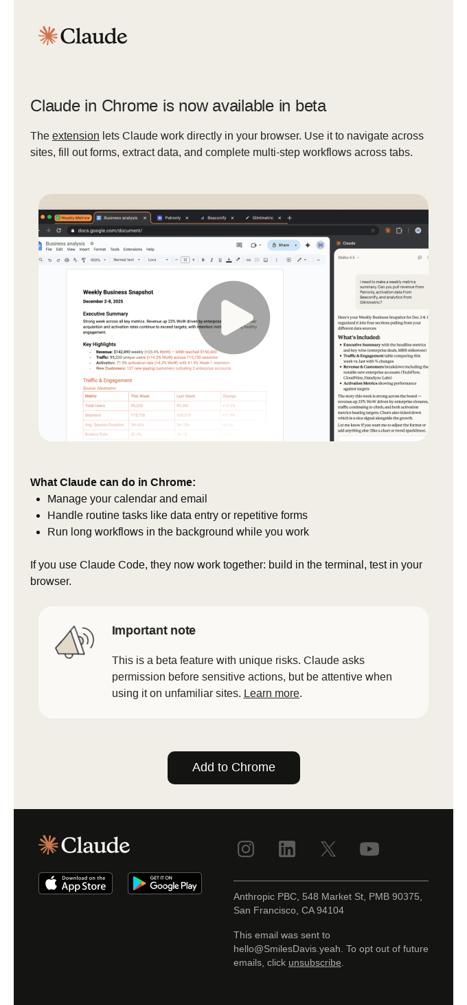 Claude in Chrome is now available on your plan