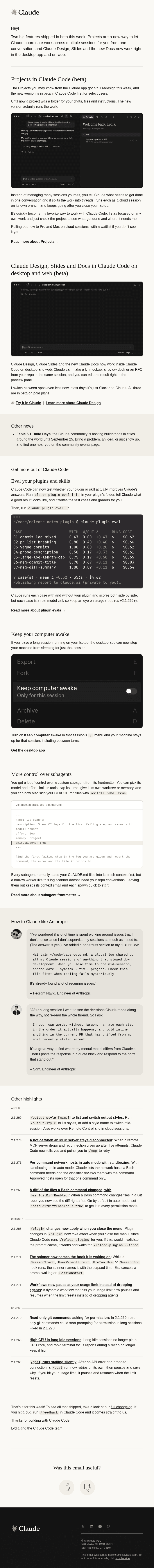 This week in Claude Code: Projects, and Claude Design, Slides & Docs on desktop and web