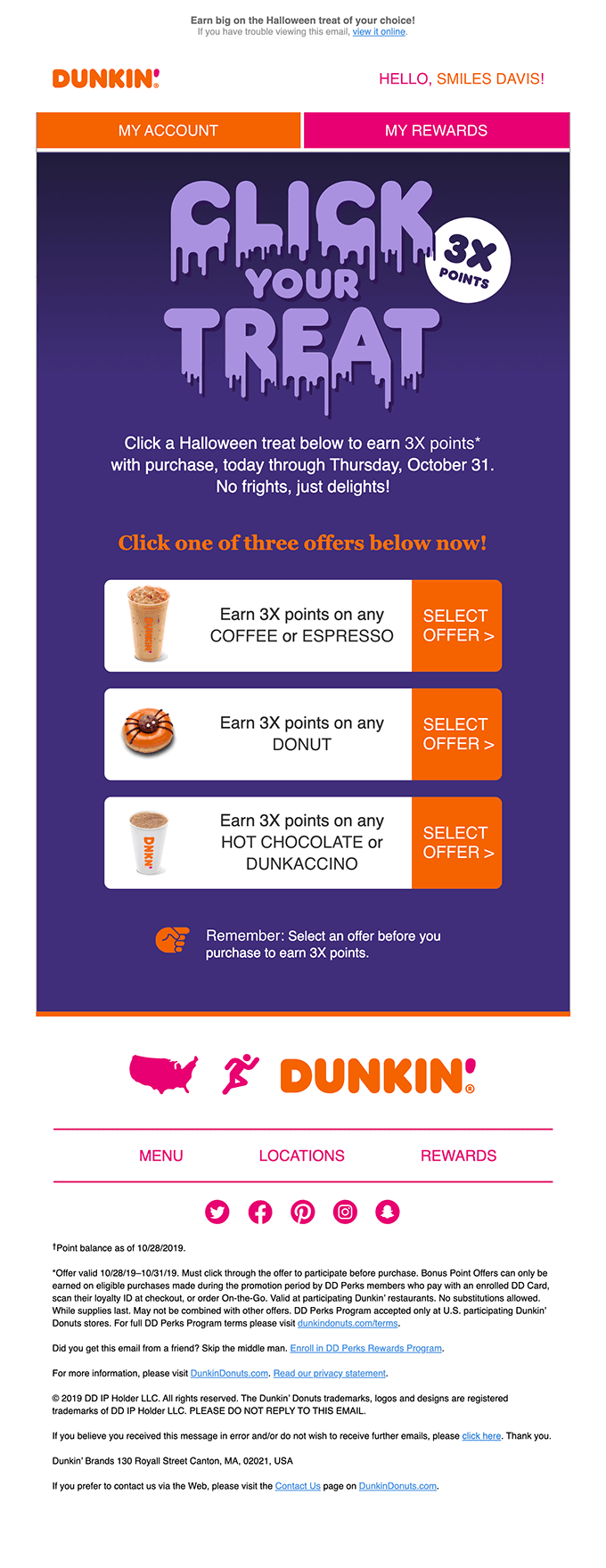 Click Your Treat and Earn 3X Points