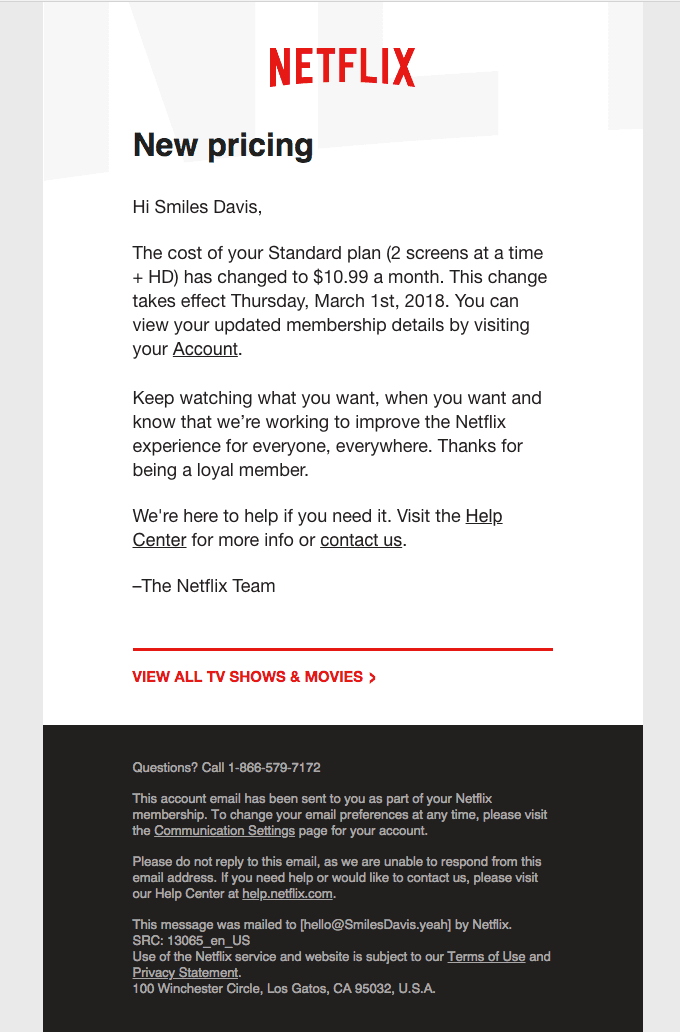 Confirmation of changes to your membership