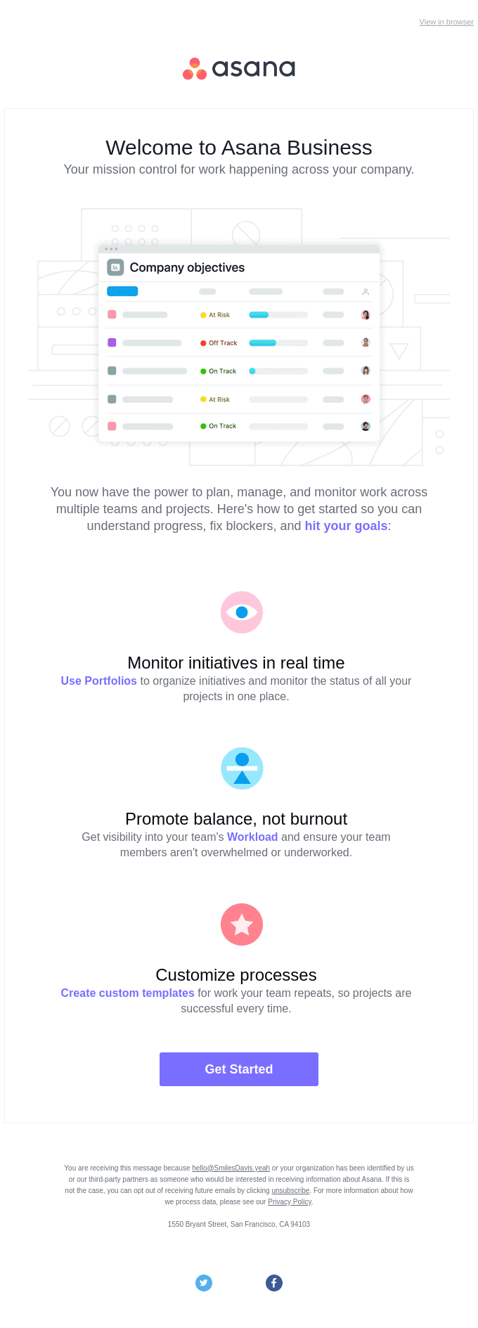 Congrats, you're on Asana Business!