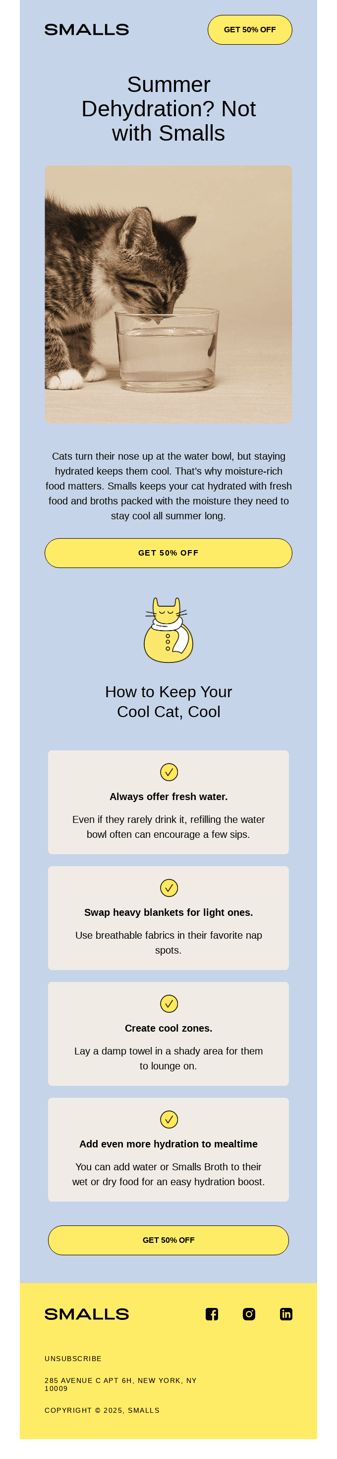 Cool cats stay hydrated (and get 50% off) 😎