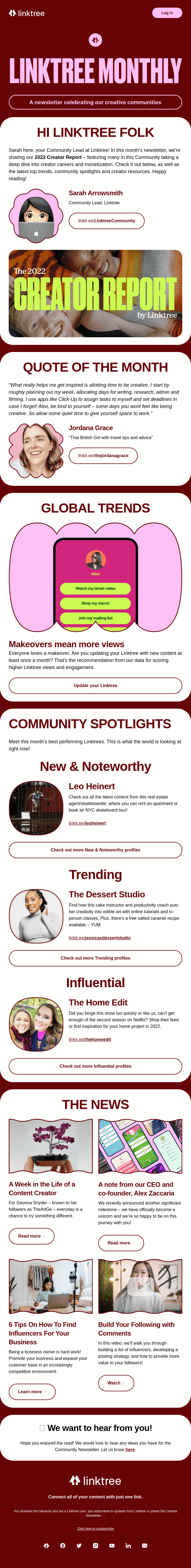 Creator insights, cake instructors and more from the Linktree Community