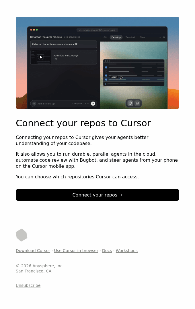 Connect your repos to Cursor