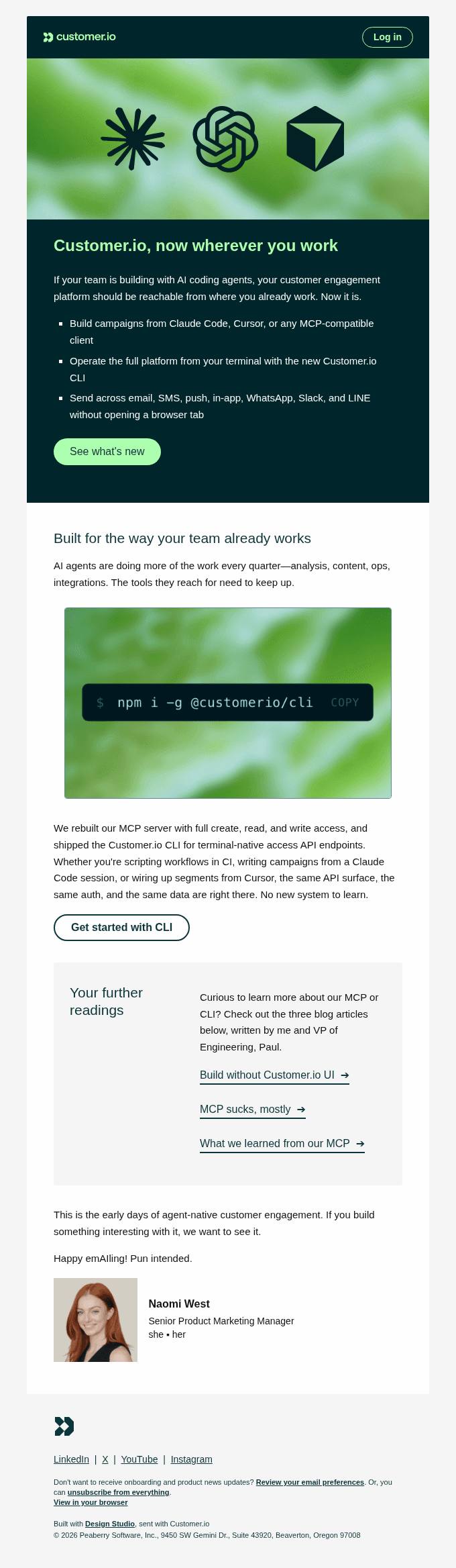 Build campaigns from an LLM or your terminal