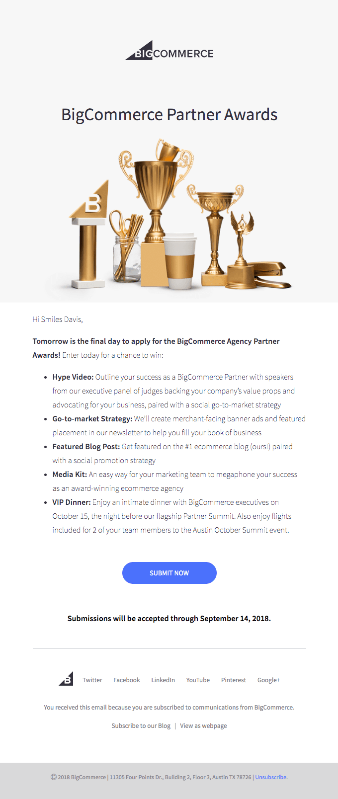 DEADLINE TOMORROW: 2018 BigCommerce Agency Partner Awards