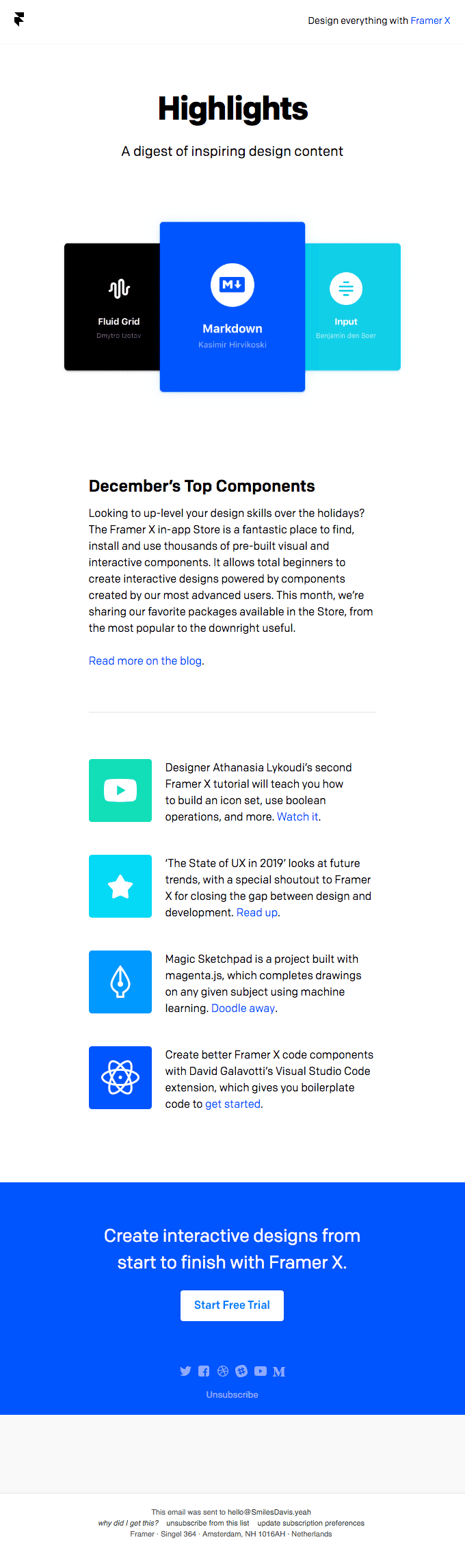 December’s top Framer X Store packages, 2019 UX trends, and more