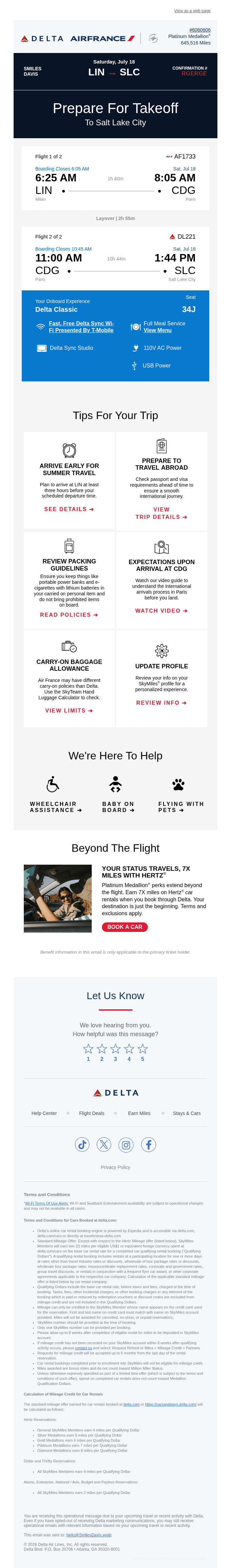 Your LIN > SLC Trip Details