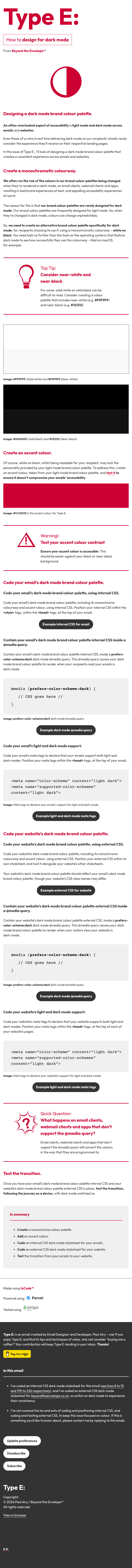 Designing a dark mode brand colour palette