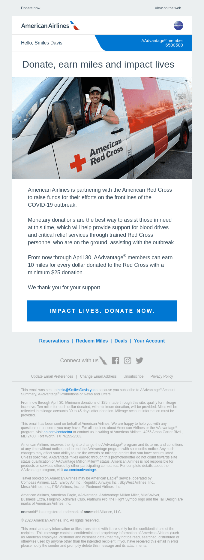 Donate to the Red Cross and earn miles Inbox x
