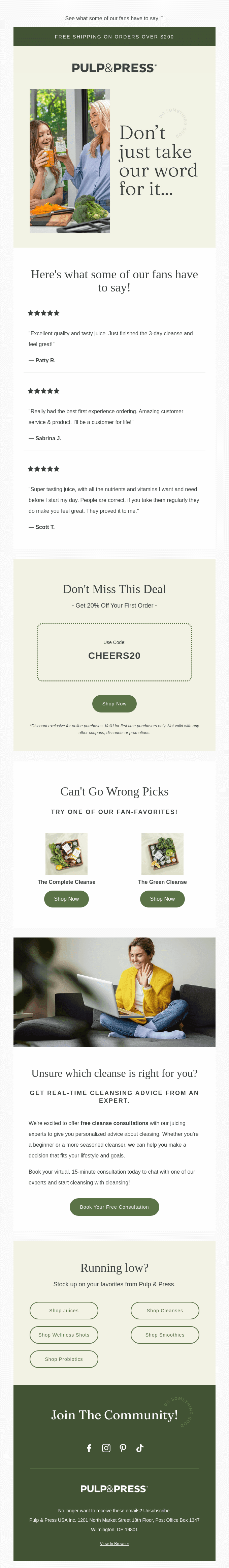 Don't forget: take 20% off your first order!