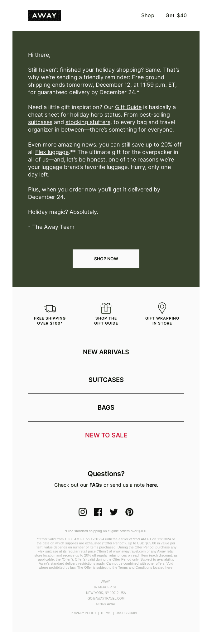 Don’t forget—free ground shipping ends tomorrow