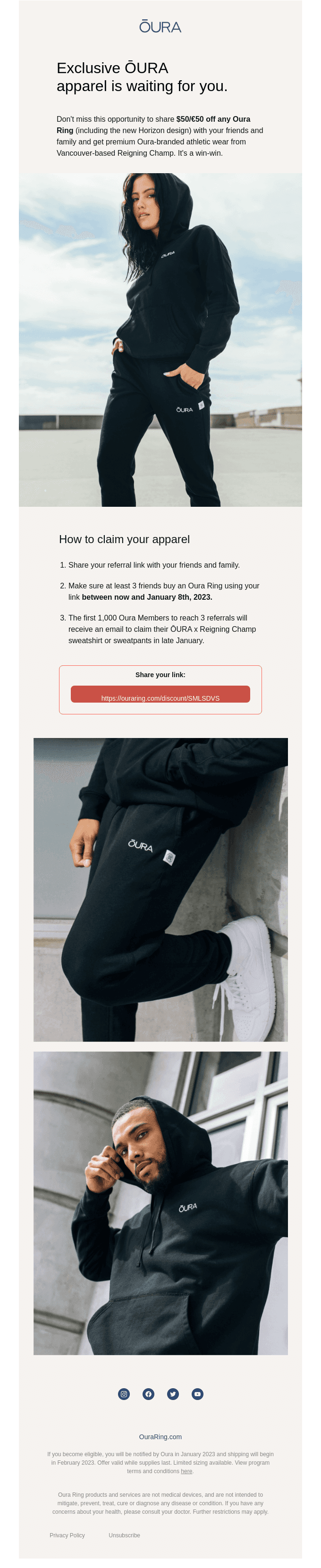 Don’t miss your chance to get exclusive ŌURA apparel, on us.