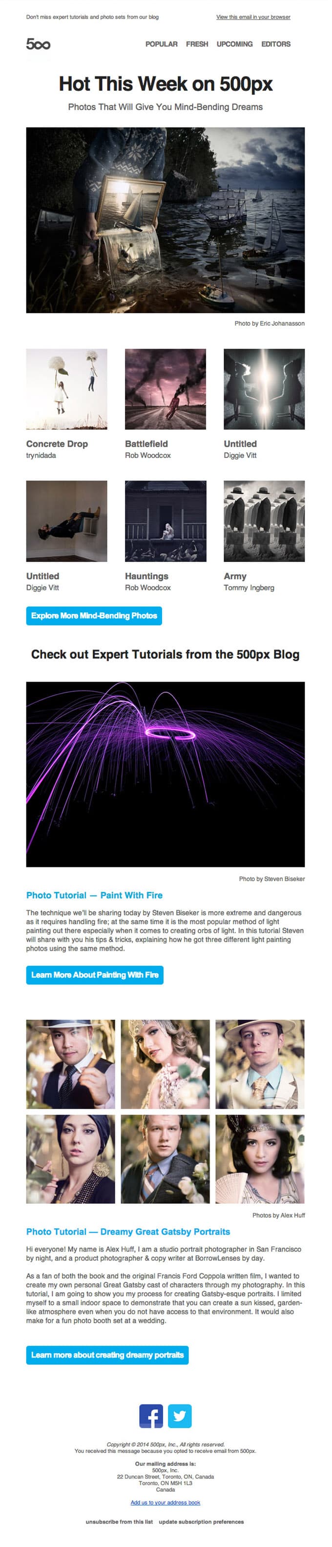 Email Newsletter Design from 500px