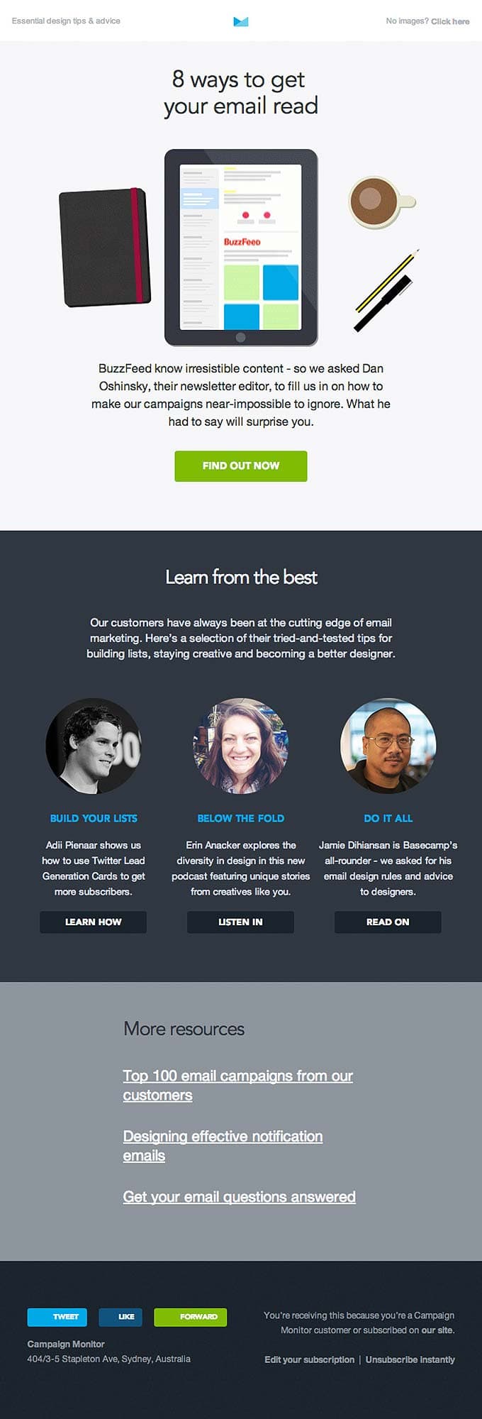 Newsletter Email Design from Campaign Monitor