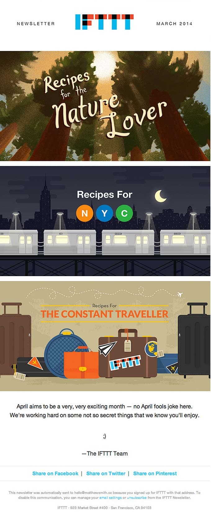 Newsletter Email Design from IFTTT