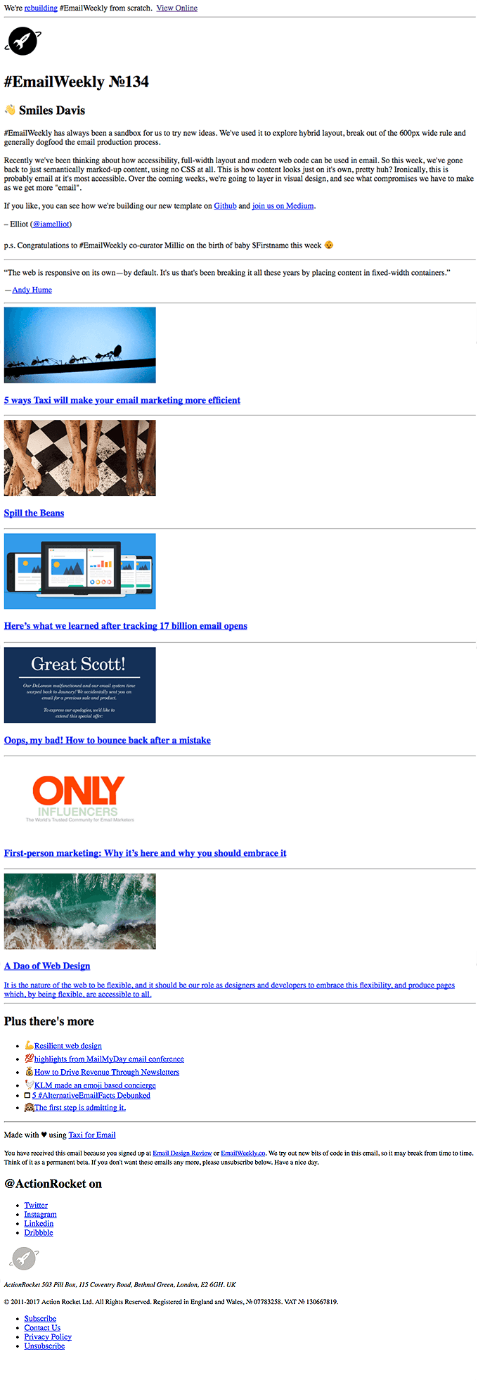 #EmailWeekly Redesign email 1 – No Style.