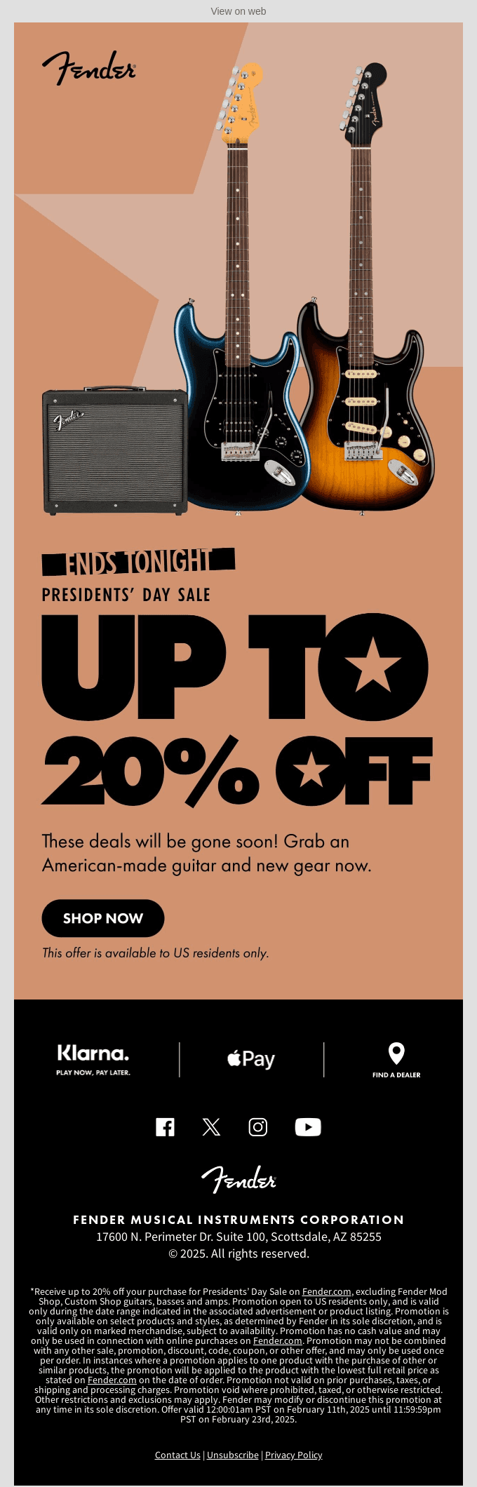 Ends TONIGHT 🎸 Our Presidents’ Day Sale Is Almost Over!