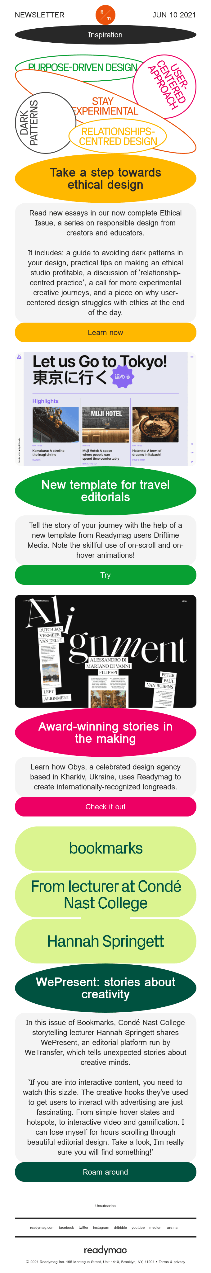 Ethical design in 2021, new template, and the backstage of top editorials
