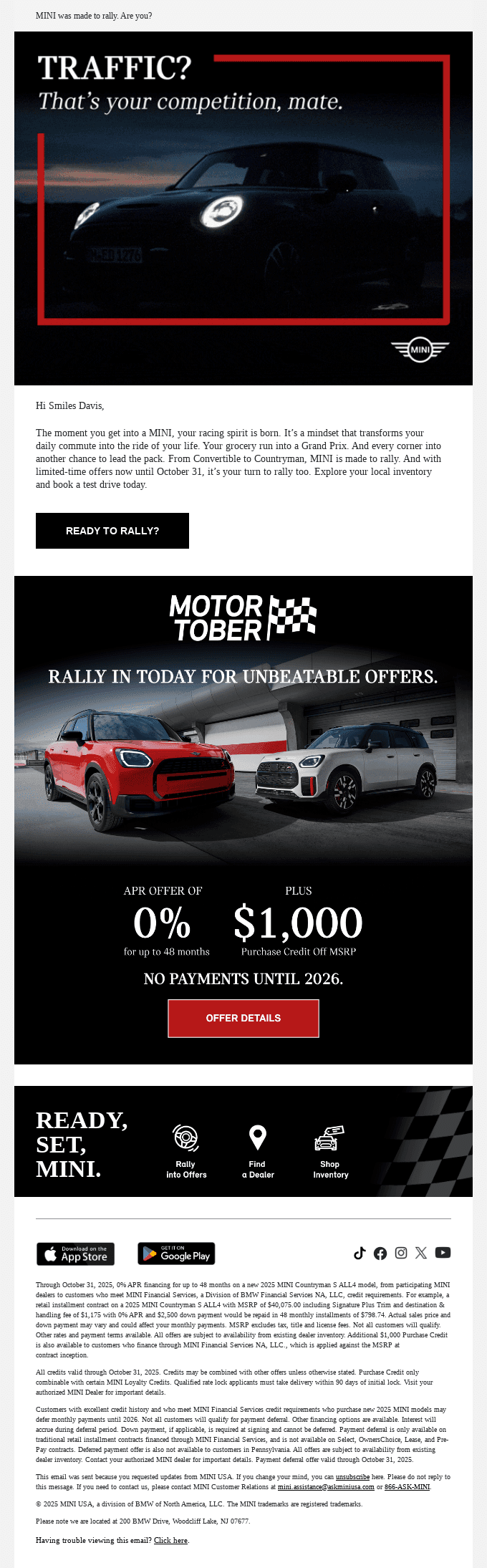 Exceptional offers at the MotorTober Rally Event.
