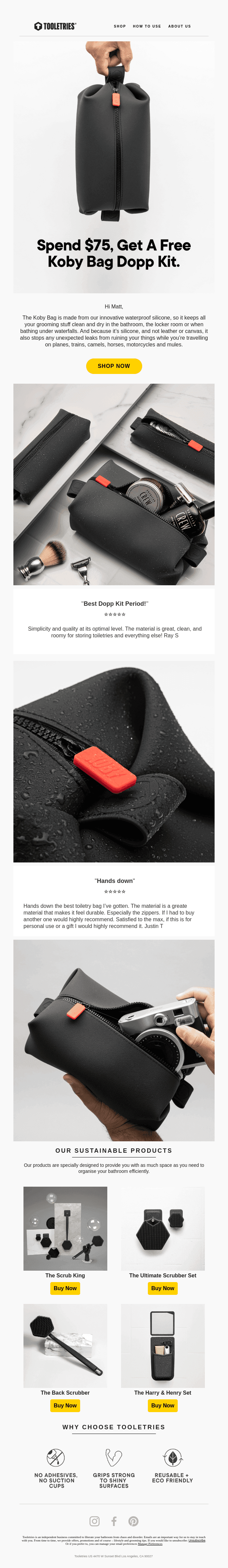 Exclusive! Spend $75, Get a Free Koby Bag