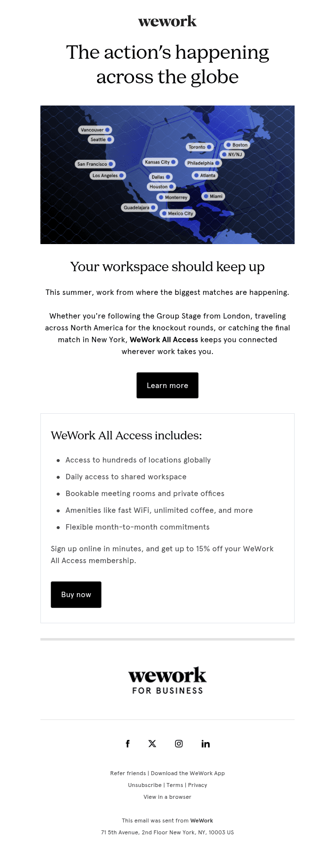 Experience WeWork during the summer of soccer