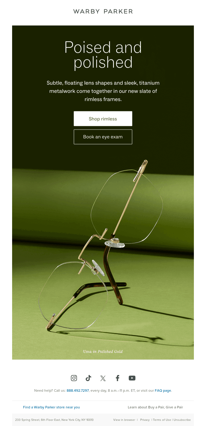Eye our new, rimless construction