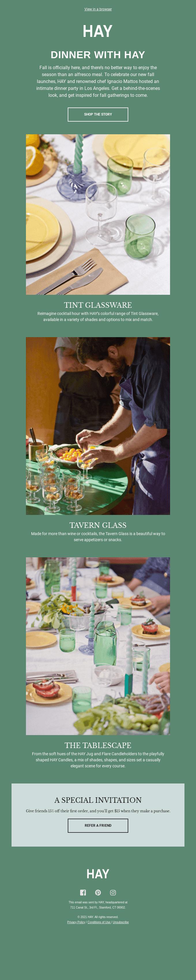 Fall dinner parties, the HAY way