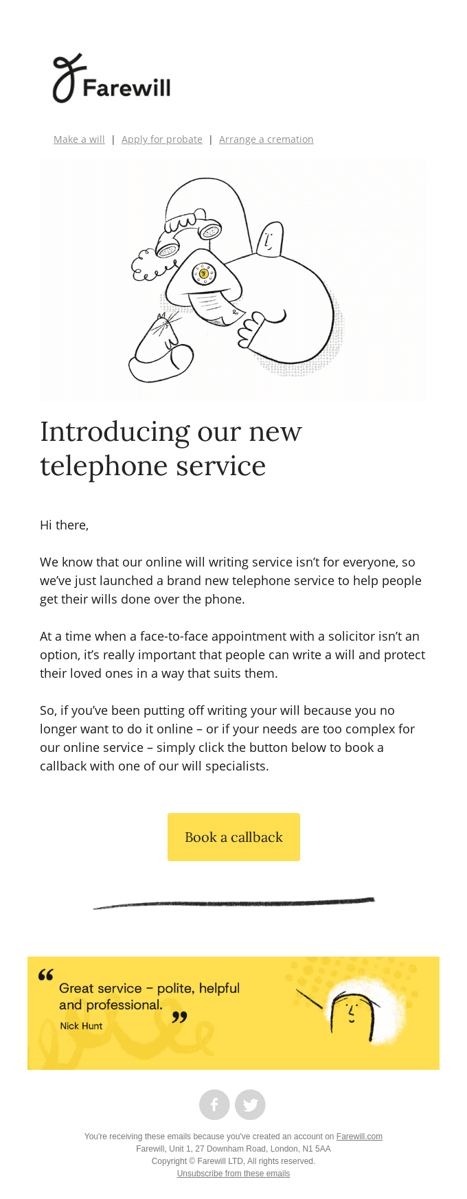 Farewill Launches Telephone Service