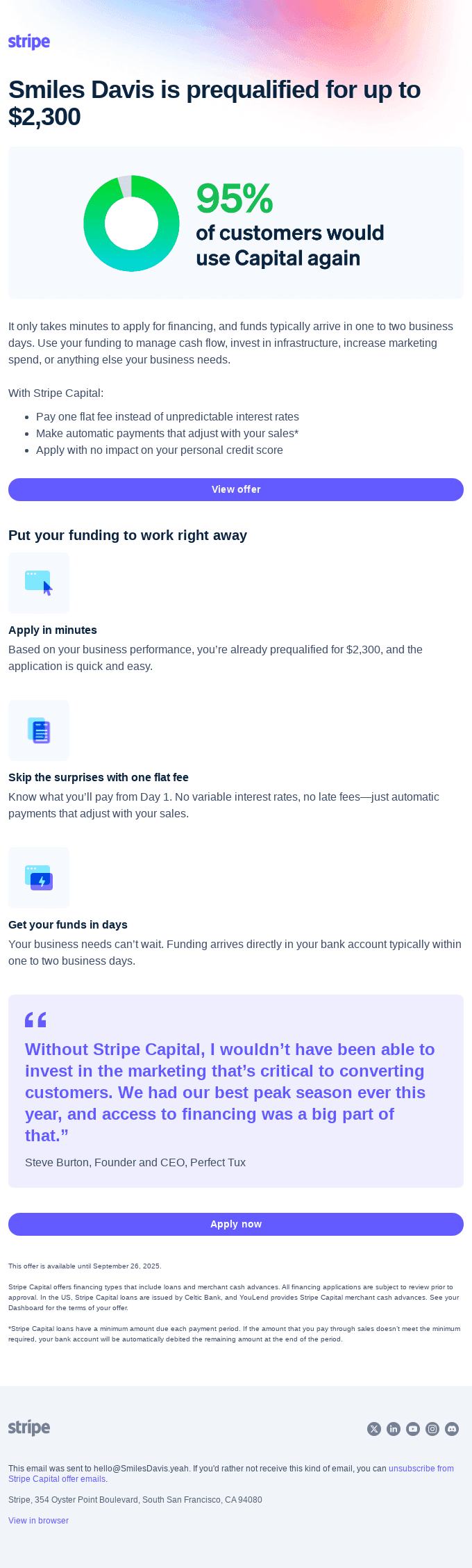 Fast, flexible funding up to $2,300