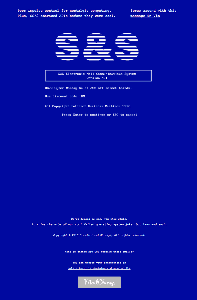 FDISK OS/2 Cyber Monday | 20% off most things