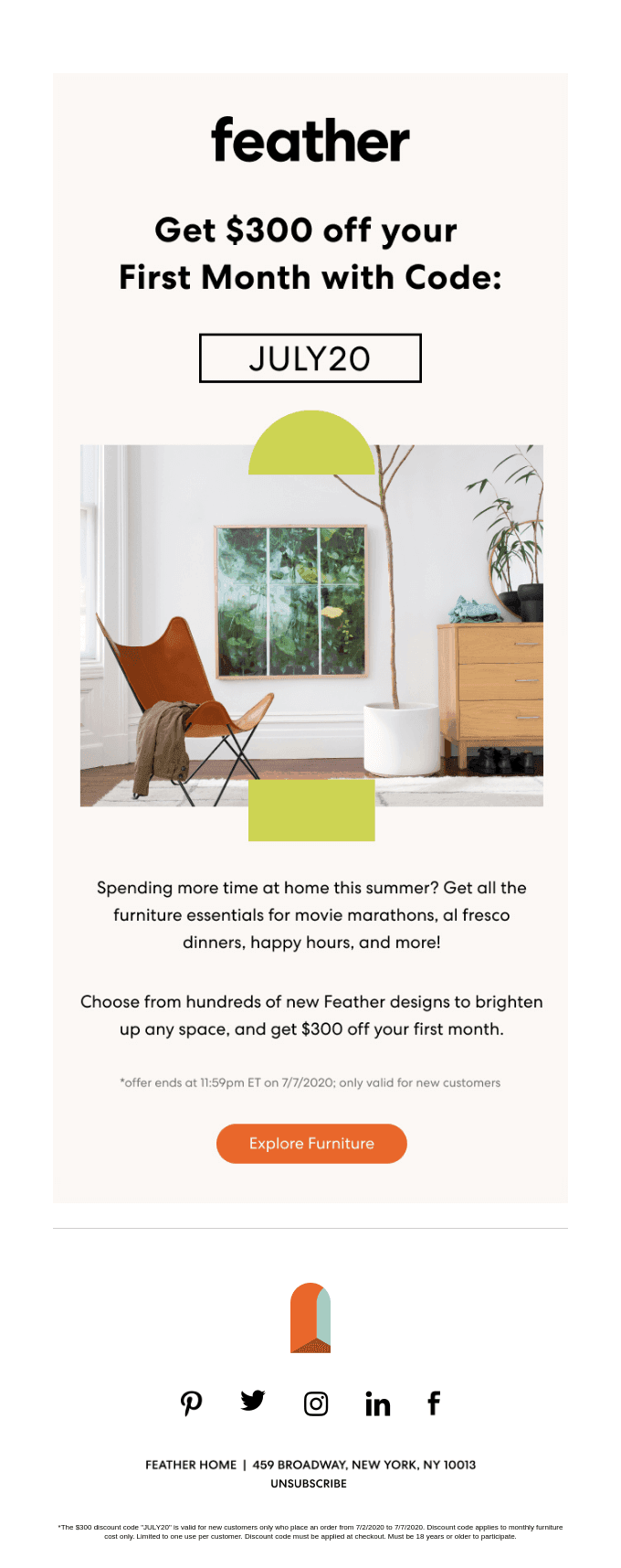 Feather summer deal—get $300 off this weekend only