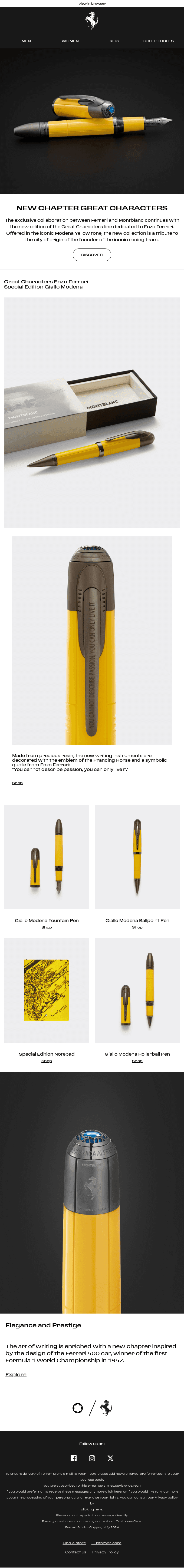 Ferrari and Montblanc: Great Characters in Giallo Modena