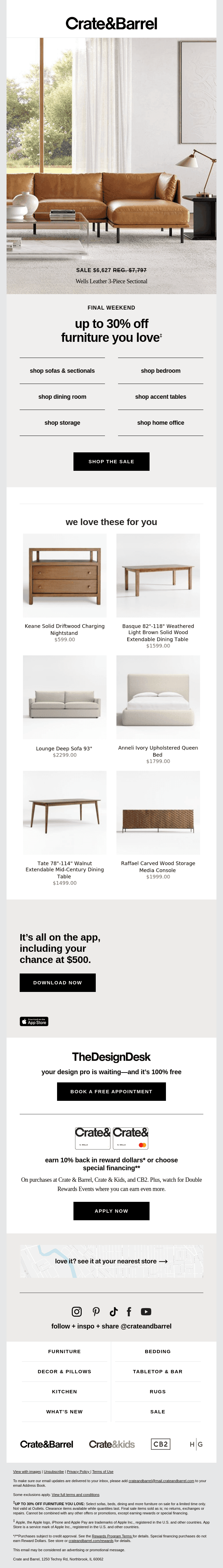 FINAL WEEKEND! Up to 30% off furniture faves →