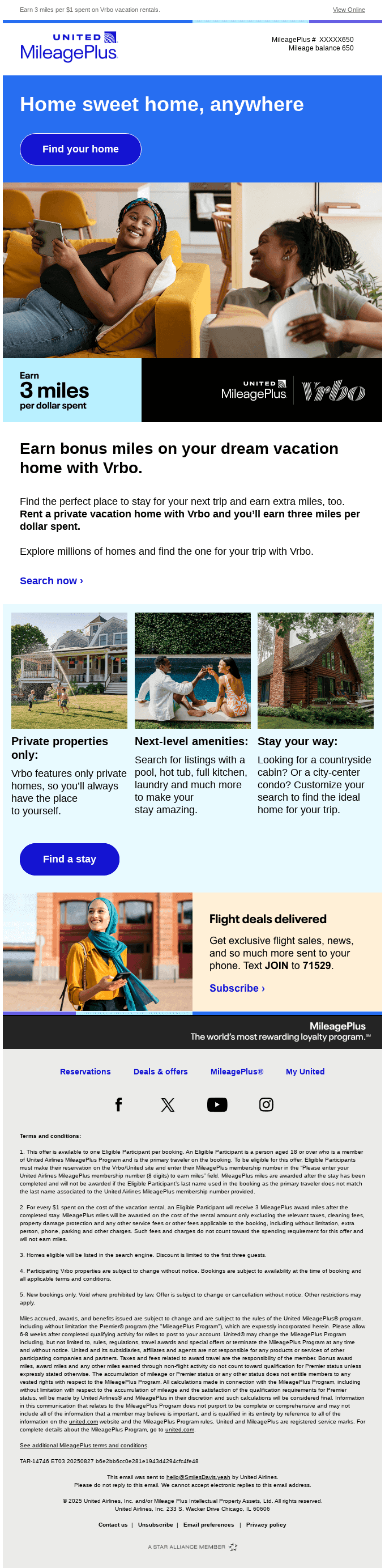 Find the perfect vacation home + earn extra miles
