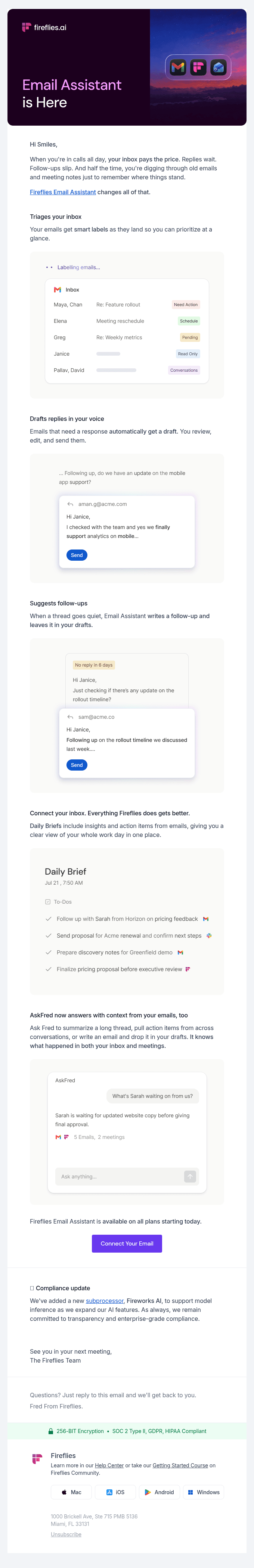 Fireflies now works in your inbox