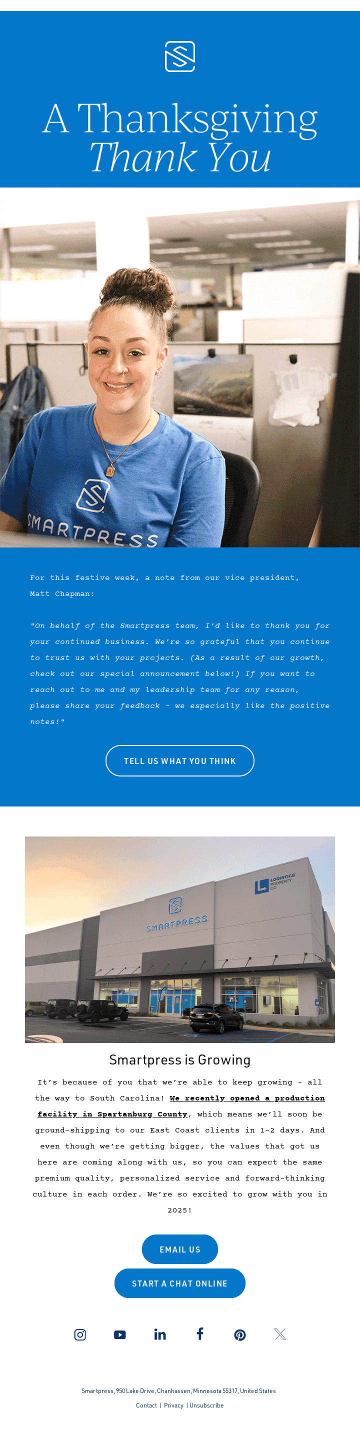 🦃 First, a thank you: We love being your printer