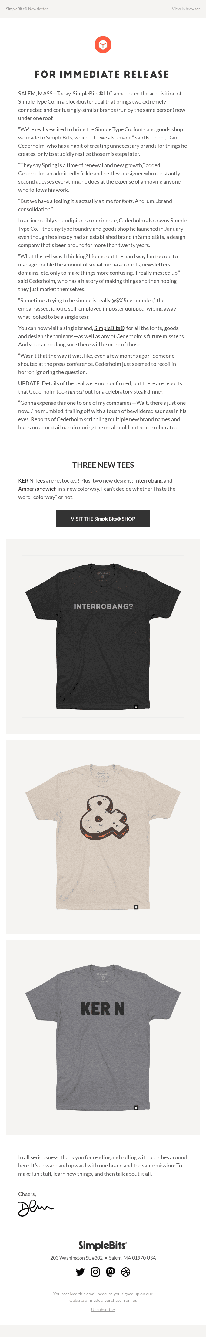 For Immediate Release + 3 new tees ✨