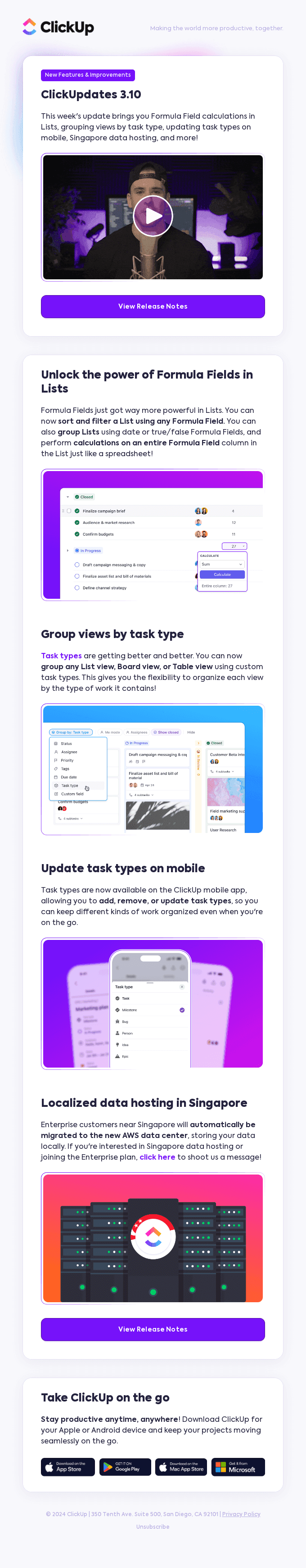 Formula Field calculations in Lists, Singapore data hosting, and more!