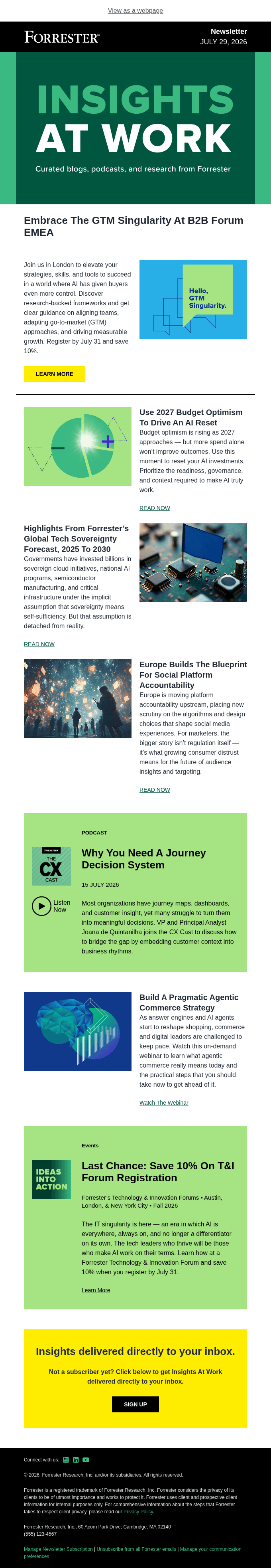 Forrester B2B Budget Newsletter