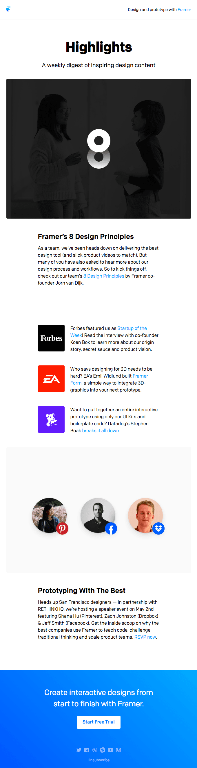 Framer’s 8 Design Principles, Prototyping in SF and more
