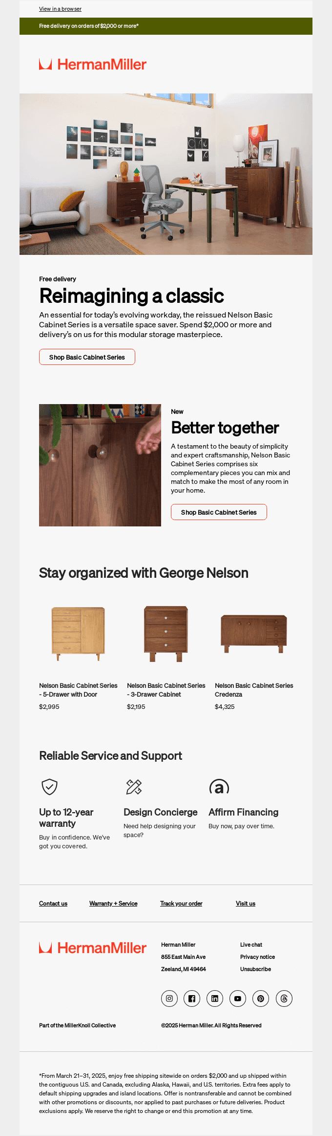 Free delivery on new Nelson storage