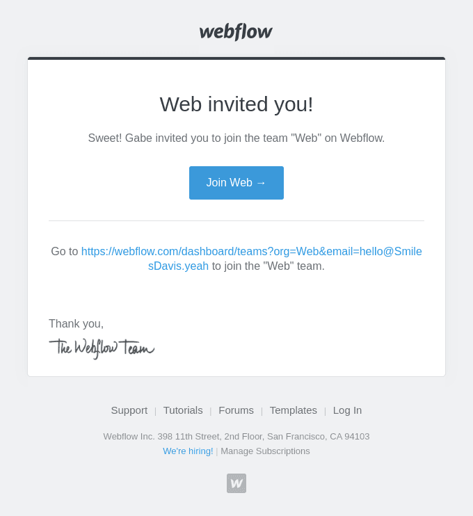 Gabe invited you to join Web on Webflow