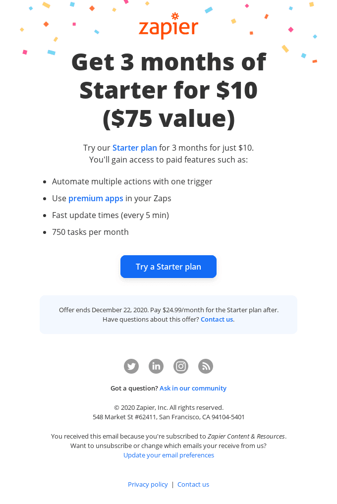 Get 3 months of our Starter plan for $10