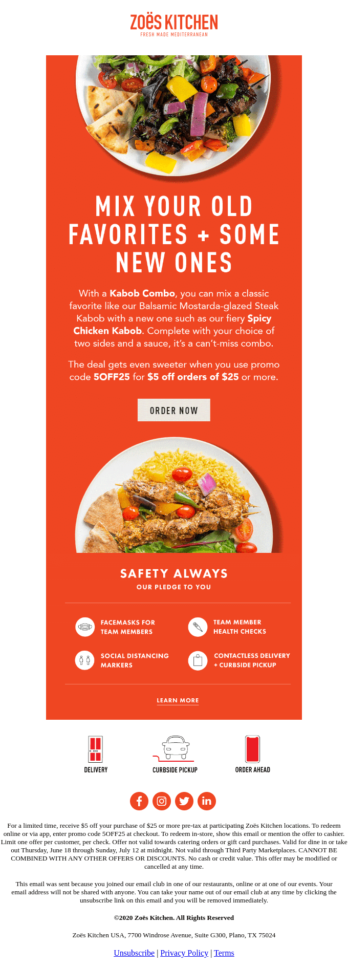 Get $5 off your favorite Kabob Combos